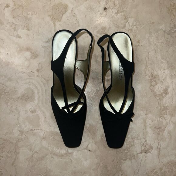 Madeline Black Bow Kitten Heels Vintage Sz 6.5 - Picture 1 of 3